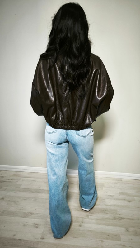 Giacca ecopelle tasche