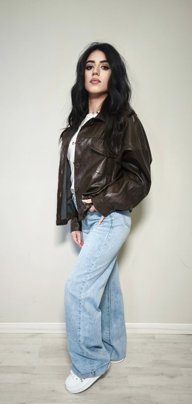 Giacca ecopelle tasche