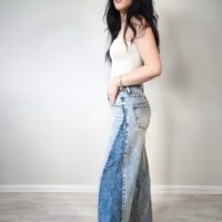 Jeans palazzo motivo lato