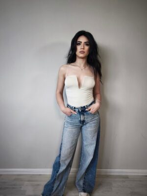 Jeans palazzo motivo lato