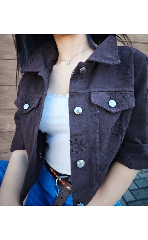 Giacca crop traforata