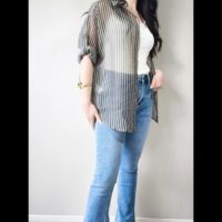 Camicia turn-up righe