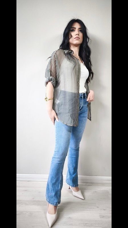 Camicia turn-up righe