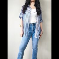 Camicia turn-up righe