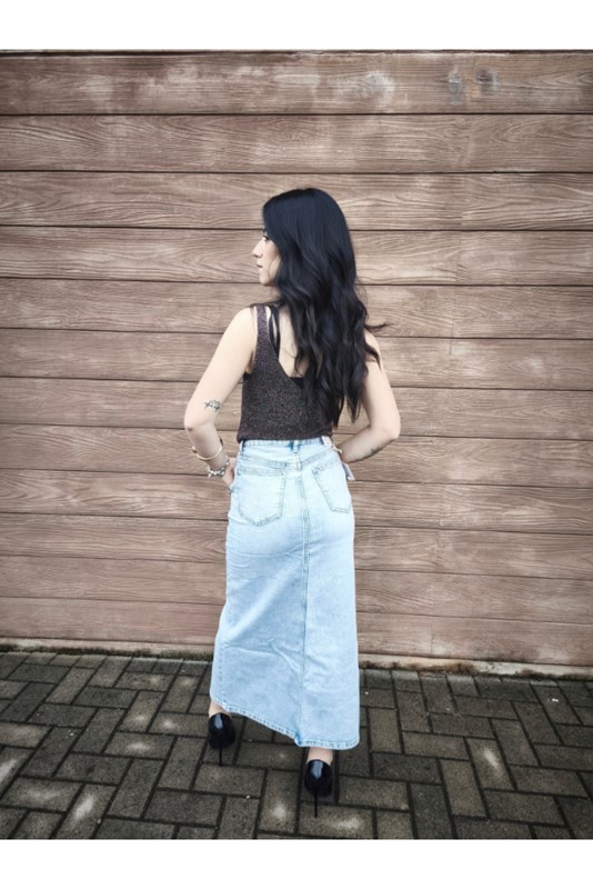 Longuette jeans spacco