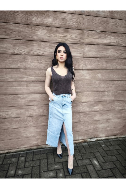 Longuette jeans spacco