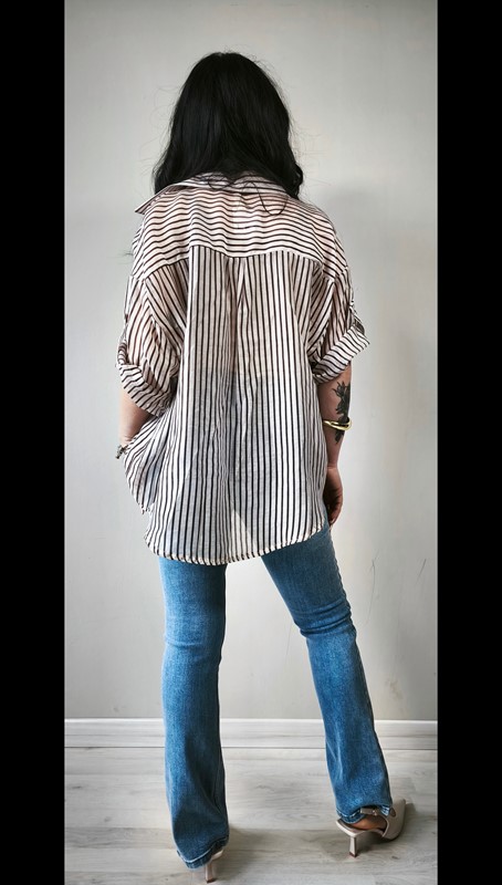Camicia turn-up righe