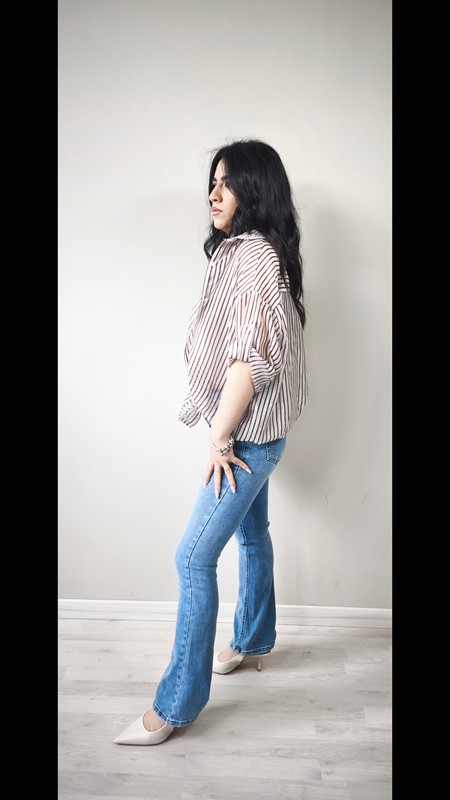 Camicia turn-up righe