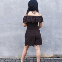 Crop top grinza balza ricamo
