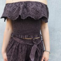 Crop top grinza balza ricamo