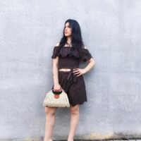 Crop top grinza balza ricamo