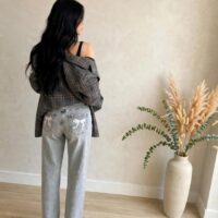 Denim mom tasca fiocco