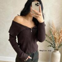Maglia coste zip