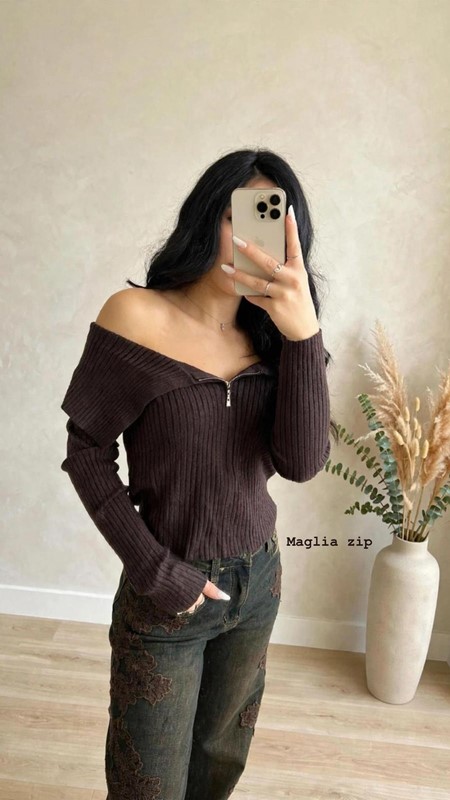 Maglia coste zip