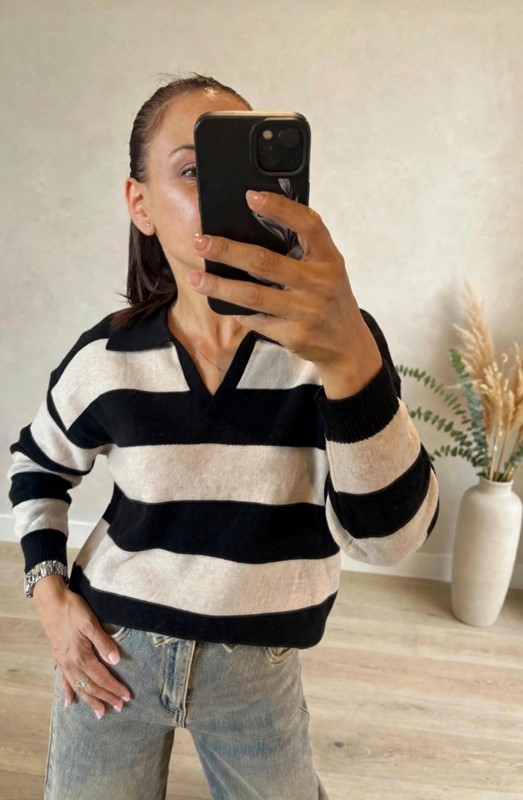 Maglia striped colletto
