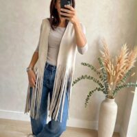 Gilet lungo frange camoscio