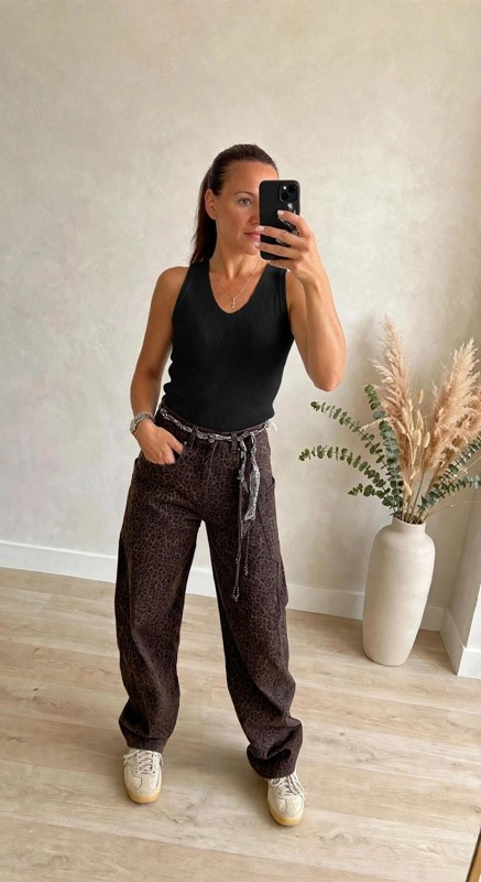 Jeans baggy animalier
