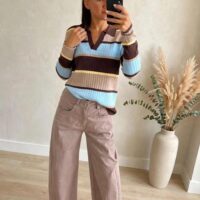 Maglia color block colletto
