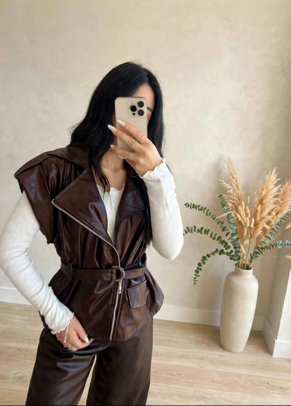 Gilet ecopelle revers