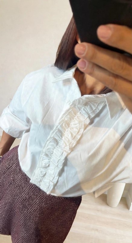 Camicia cotone rouches
