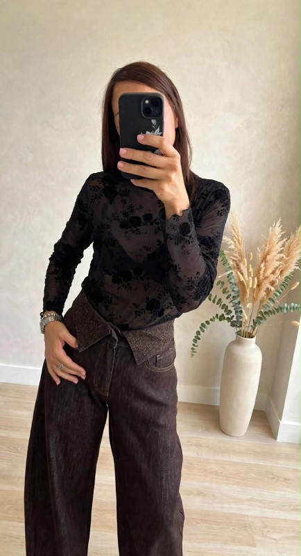 Maglia trasparente fiore