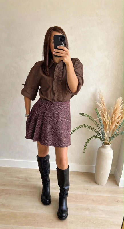 Camicia cotone rouches