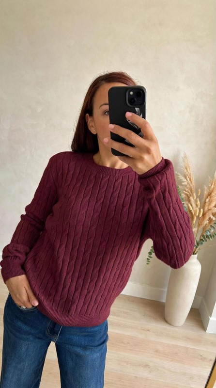 E8DAF50DBE22543968666C51A6186D95_ Maglia girocollo aran