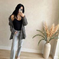 Denim mom tasca fiocco