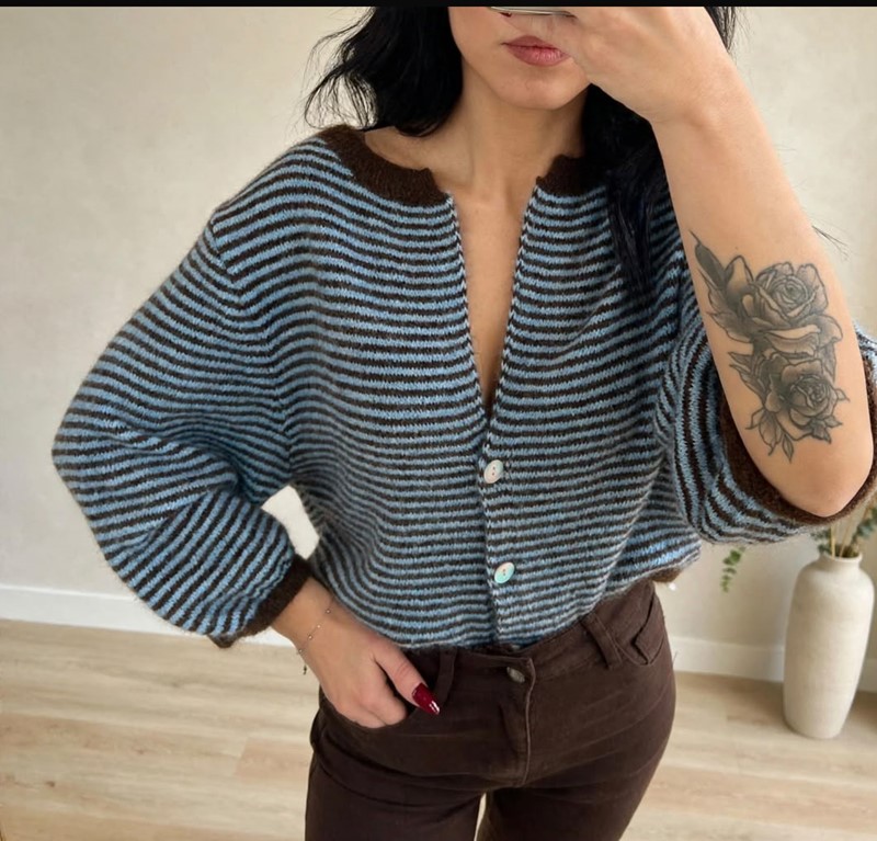 Maglia righe 3 bottoni