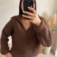 Maglia misto lana v colletto