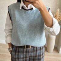 Gilet misto lana bordino