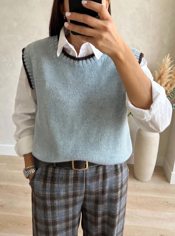 Gilet misto lana bordino