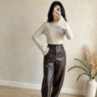 Pantalone barrel ecopelle