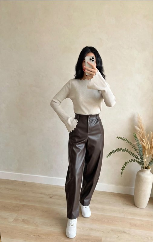 Pantalone barrel ecopelle