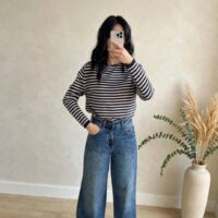 Maglia righe misto lana