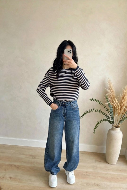 Maglia righe misto lana
