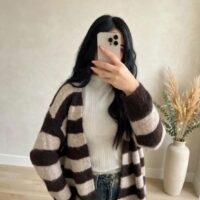 Cardigan misto lana righe