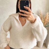 Maglia misto lana v colletto