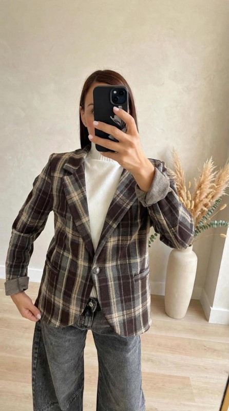 Giacca revers tartan