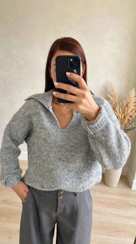 Maglia misto lana v colletto