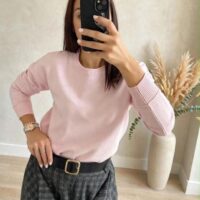 Maglia girocollo bordo costine