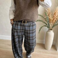 Gilet misto lana bordino