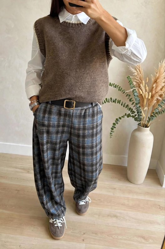 Gilet misto lana bordino