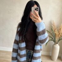 Cardigan misto lana righe