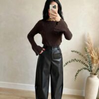 Pantalone barrel ecopelle