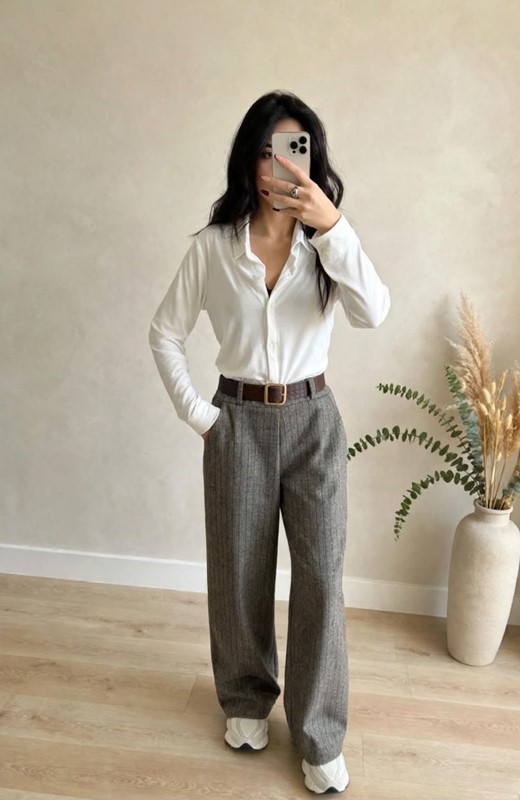 Pantalone largo spigato